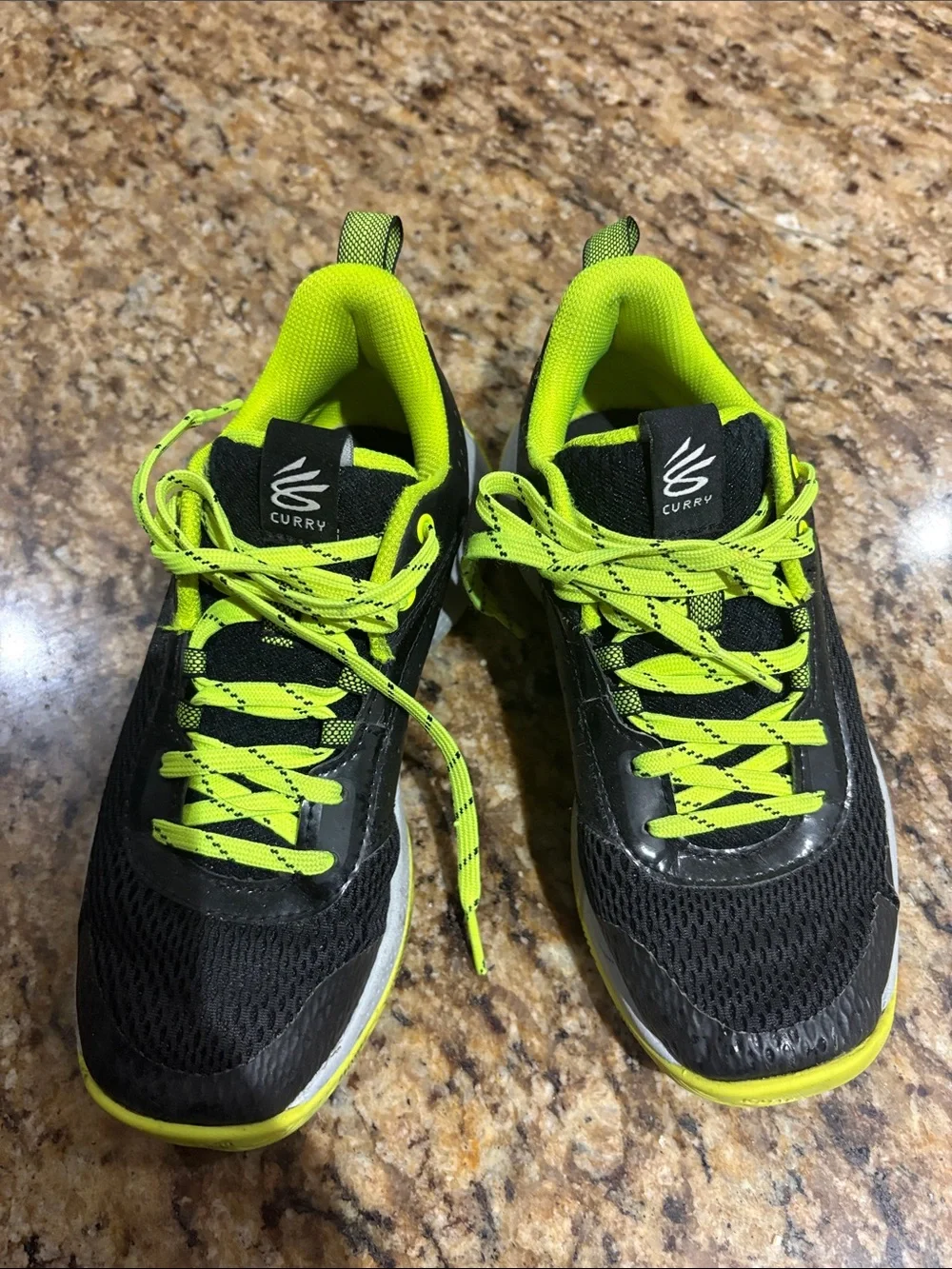 Under Armour Kids Sneakers in Neon Green and Black Curry Logo